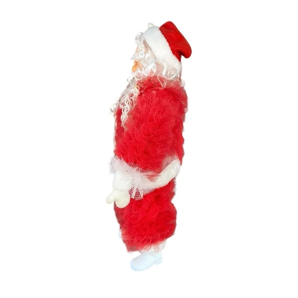 VTG Rubber Face Waving Santa Claus Tulle Net Body Retro Christmas Decor 18” READ